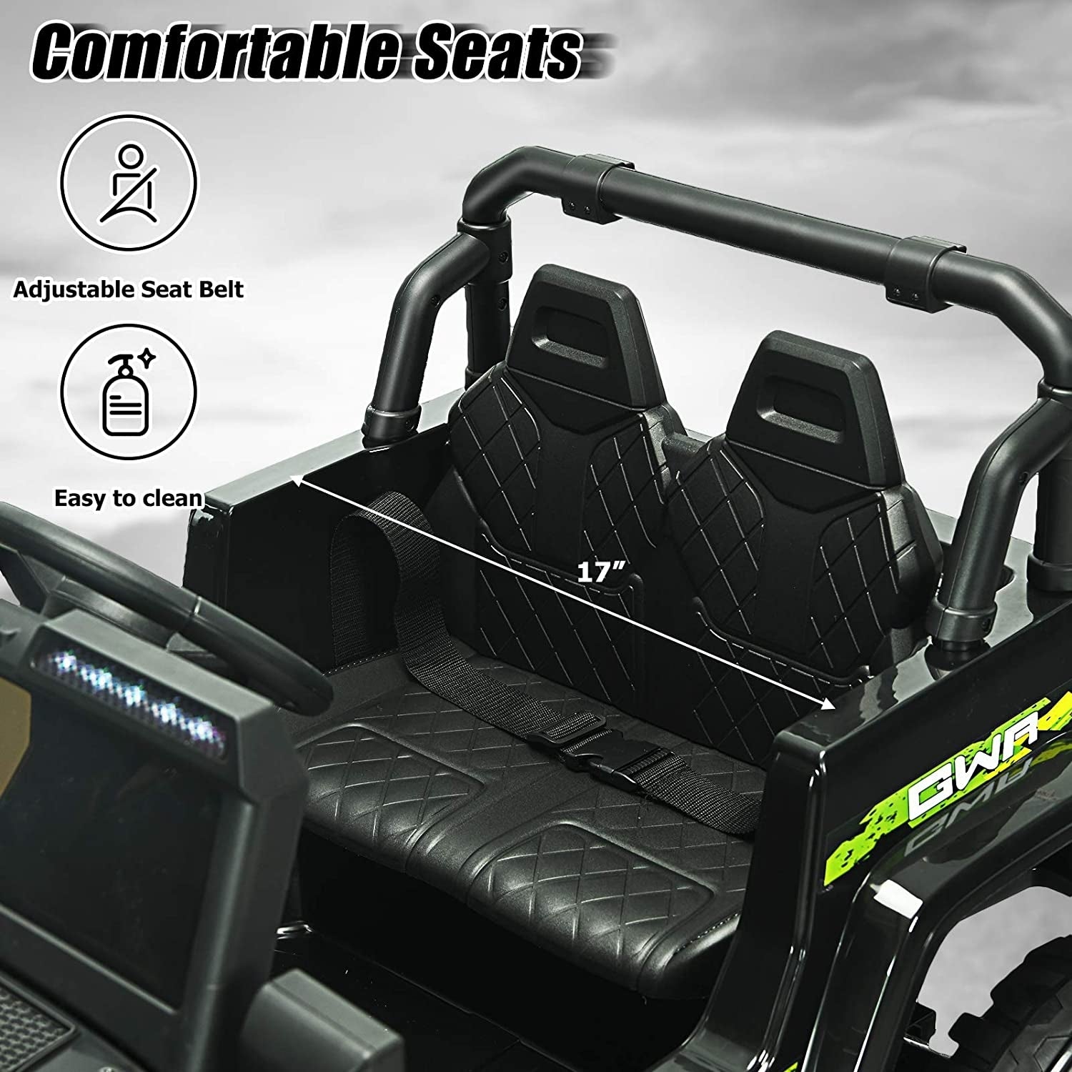 12V Kids Ride-on Jeep Car with 2.4 G Remote Control, Black & Green Powered Ride On Toys at Gallery Canada