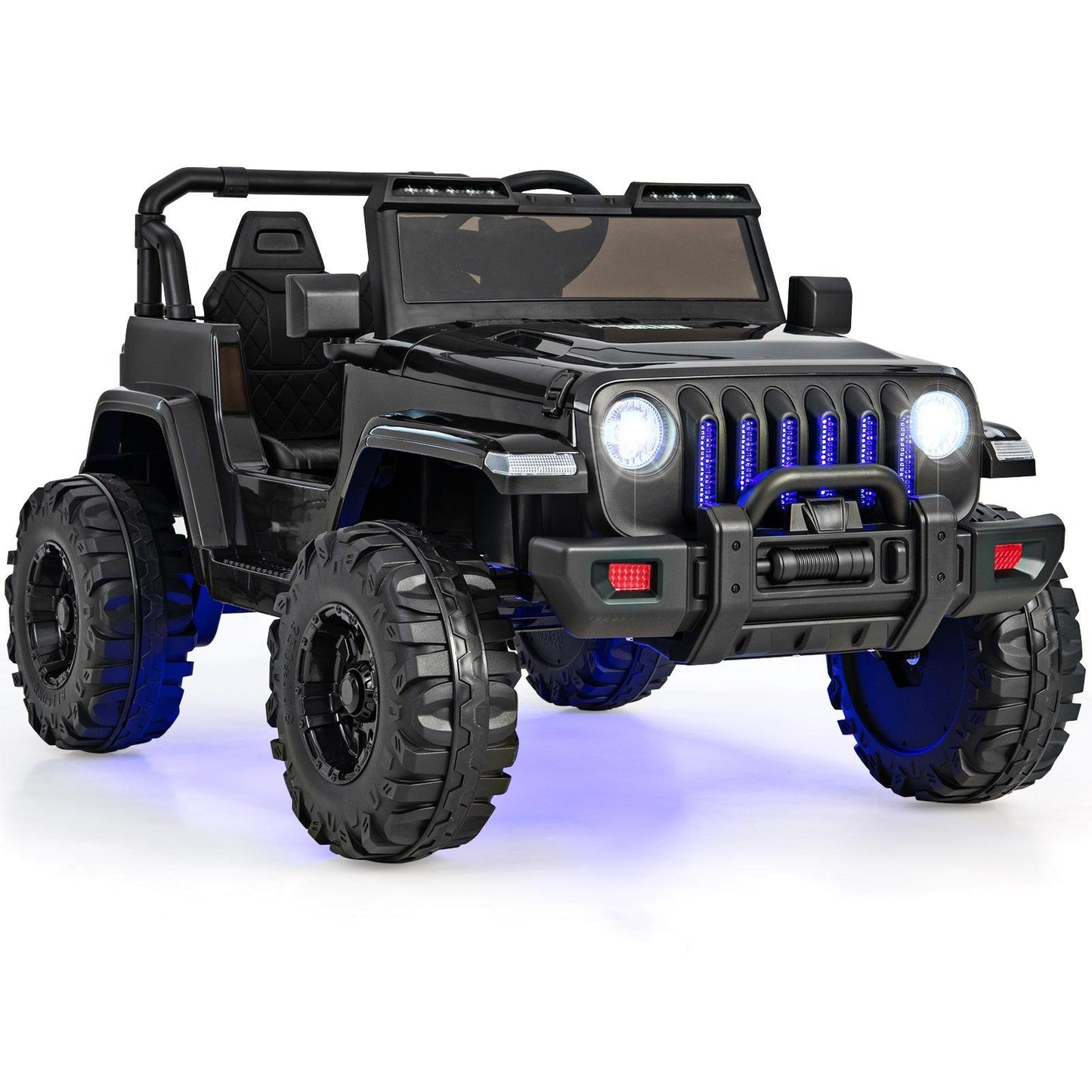 12V Kids Ride-on Jeep Car with 2.4 G Remote Control-Solid Black, Black Powered Ride On Toys Black at Gallery Canada