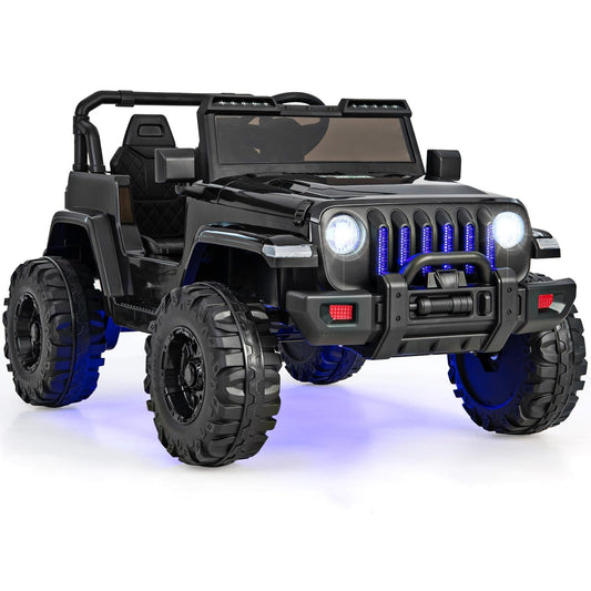 12V Kids Ride-On Jeep Car, 2.4G Remote Control, Solid Black Powered Ride On Toys Black at Gallery Canada