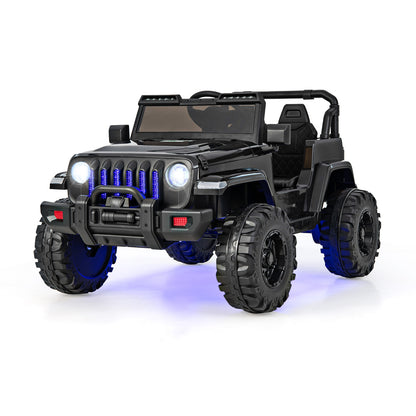 12V Kids Ride-on Jeep Car with 2.4 G Remote Control-Solid Black, Black Powered Ride On Toys at Gallery Canada