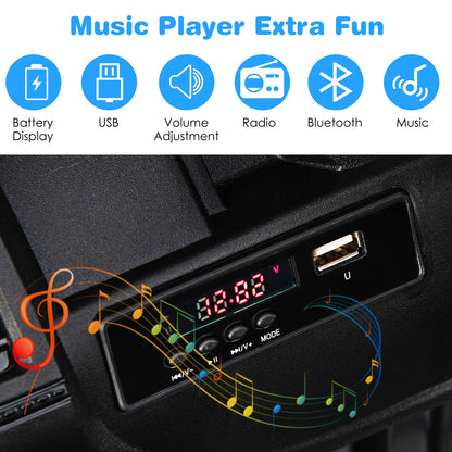 12V Kids Ride-on Jeep Car with 2.4 G Remote Control-Solid Black, Black Powered Ride On Toys at Gallery Canada