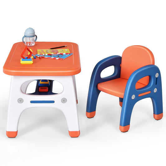 Kids Activity Table and Chair Set with Montessori Toys for Preschool and Kindergarten, Orange Kids Table & Chair Sets Orange at Gallery Canada