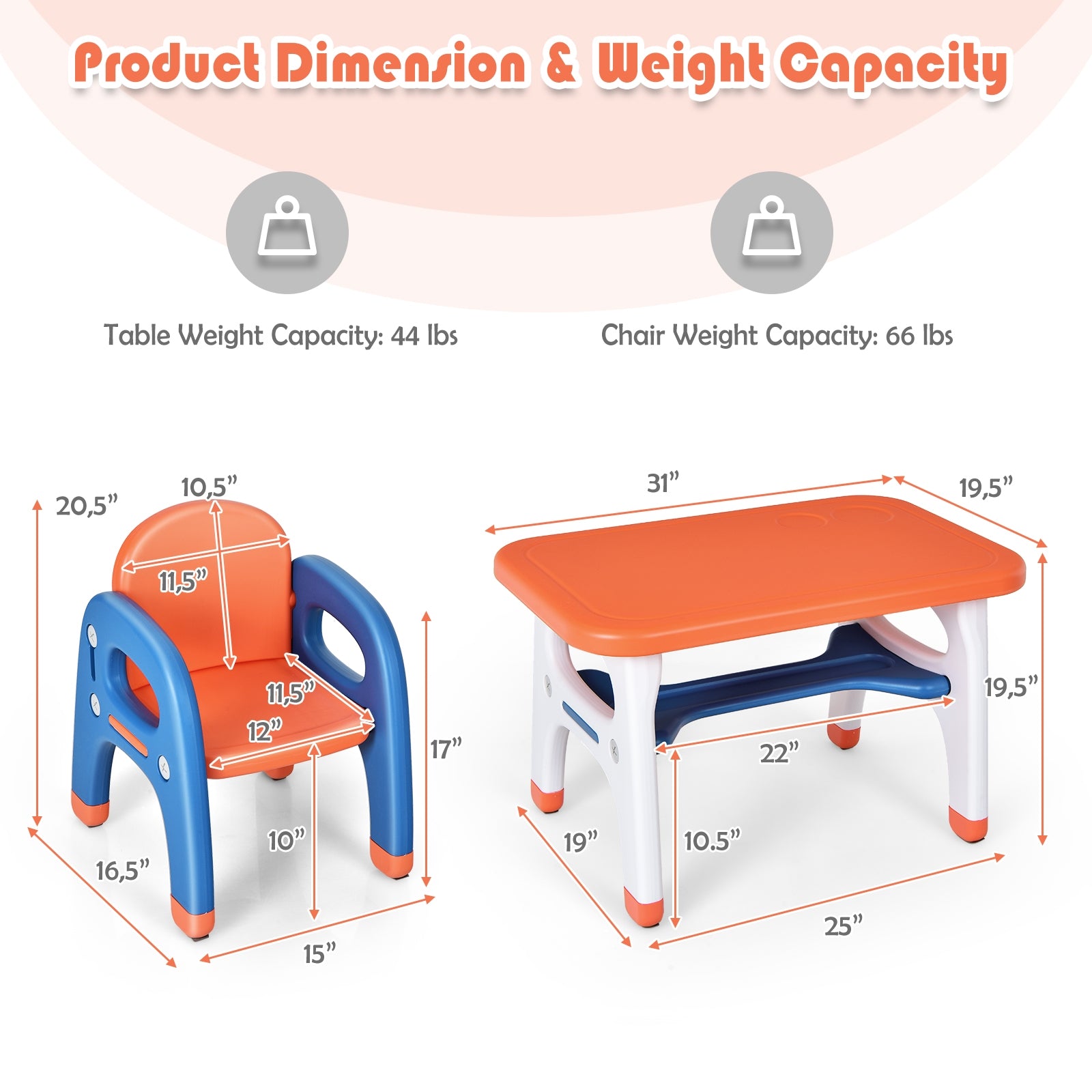 Kids Activity Table and Chair Set with Montessori Toys for Preschool and Kindergarten, Orange Kids Table & Chair Sets at Gallery Canada