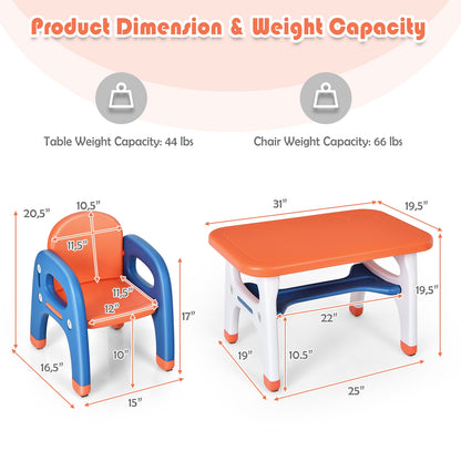 Kids Activity Table and Chair Set with Montessori Toys for Preschool and Kindergarten, Orange Kids Table & Chair Sets at Gallery Canada