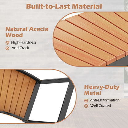 Patio Curved Bench with Slatted Seat and Metal Legs-2 Pieces Outdoor Benches at Gallery Canada