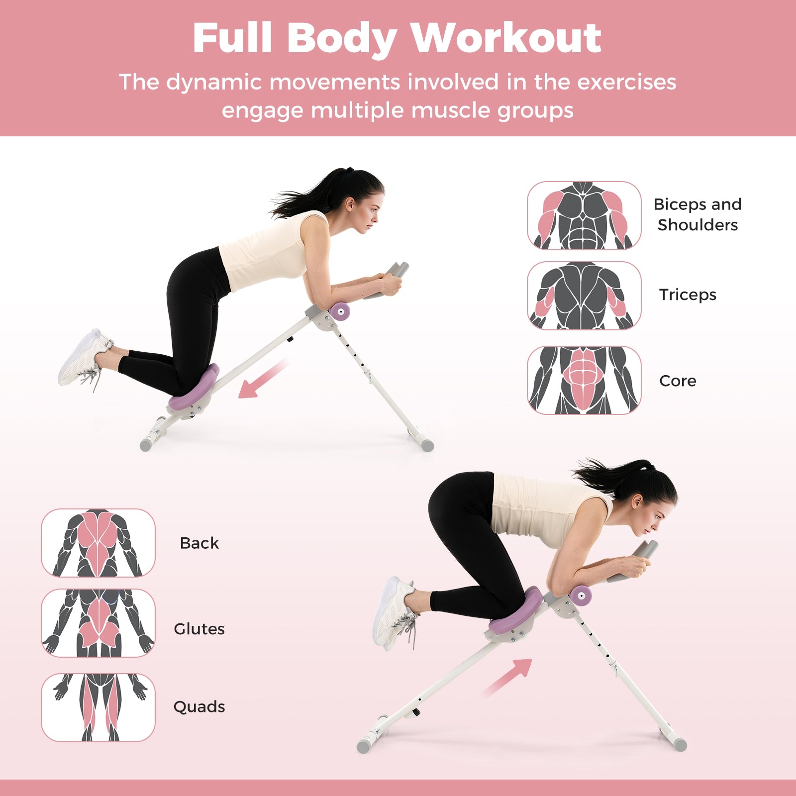 Adjustable Abdominal Trainer Ab Workout Machine Foldable Ab Cruncher, White Rowing Machines at Gallery Canada