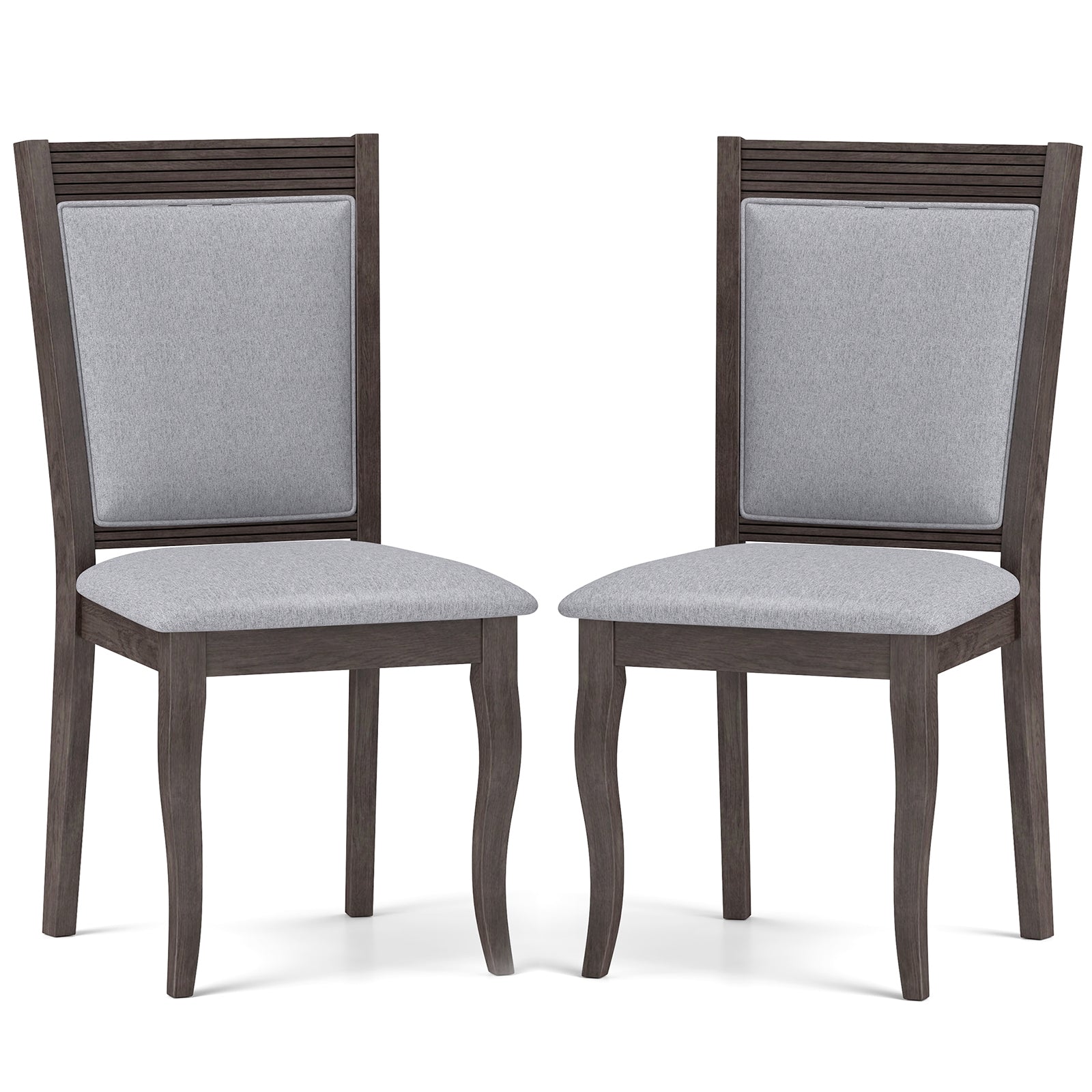 Wood Dining Chairs Set of 2 with Rubber Wood Frame and Padded Seat, Brown Dining Chairs Brown at Gallery Canada
