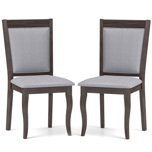 Wood Dining Chairs Set of 2 with Rubber Wood Frame and Padded Seat, Brown