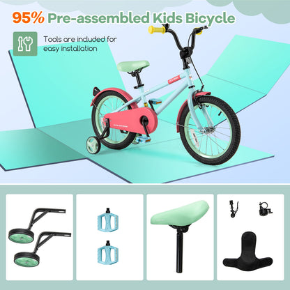 Kids Bike with Adjustable Handlebar and Saddle Blue-16 inches, Blue Kids Bike at Gallery Canada