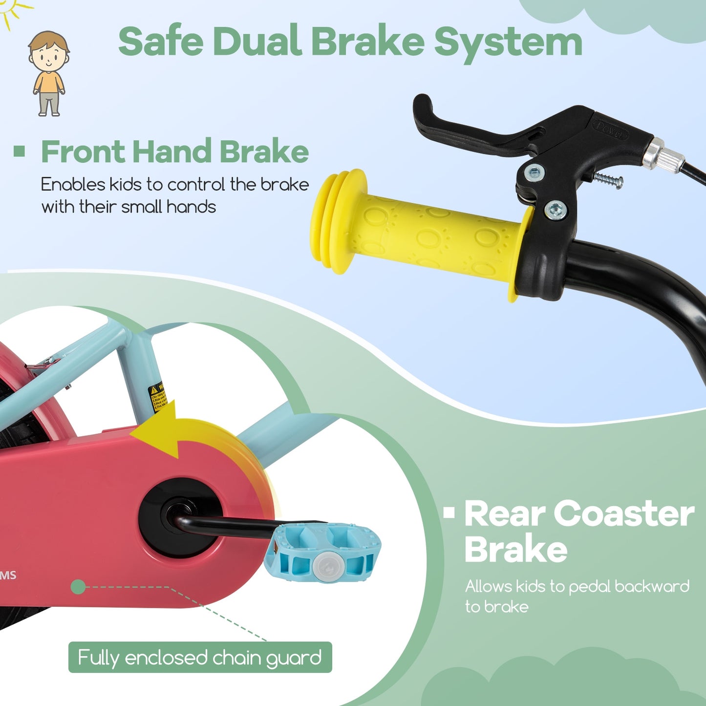 Kids Bike with Adjustable Handlebar and Saddle Blue-16 inches, Blue Kids Bike at Gallery Canada