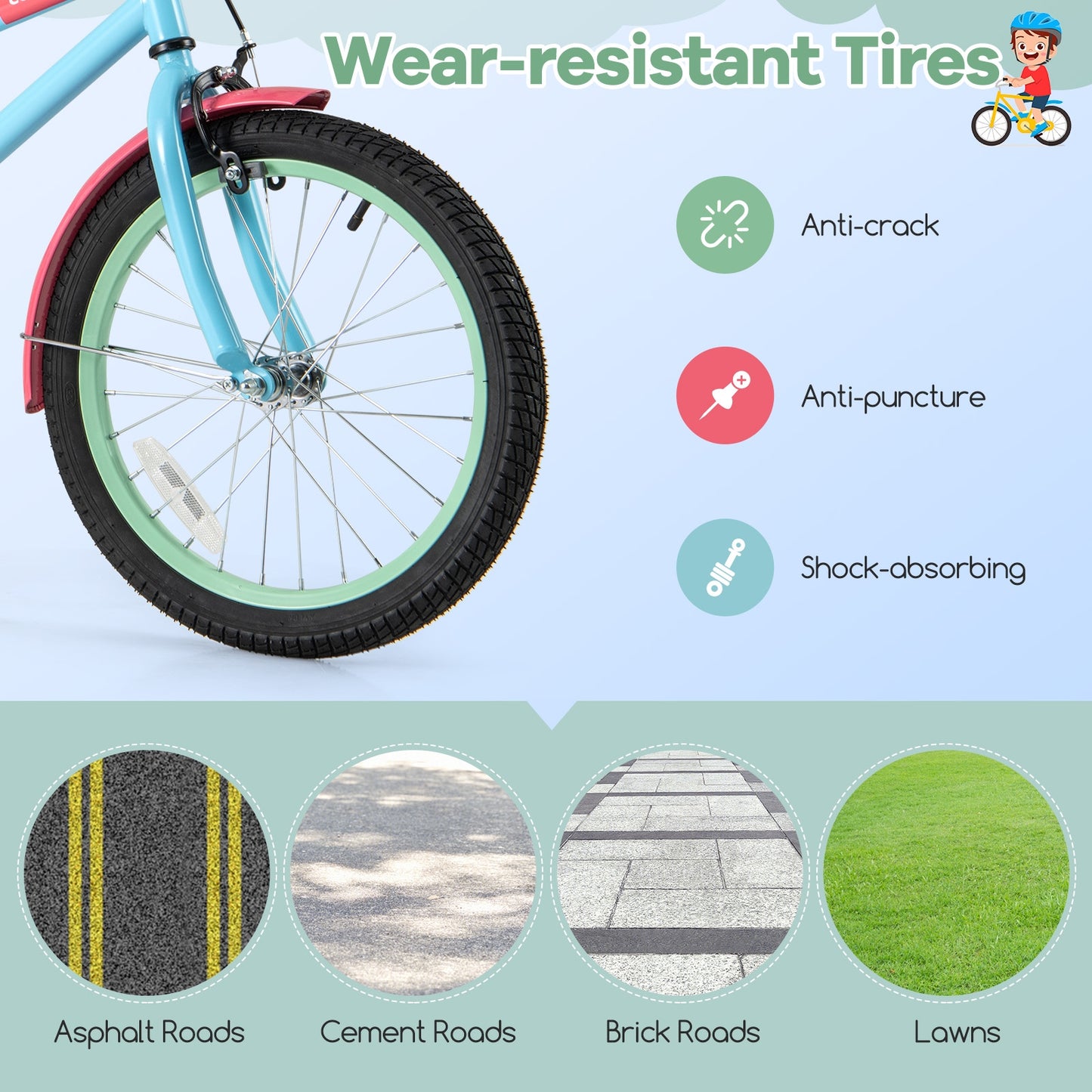 Kids Bike with Adjustable Handlebar and Saddle Blue-18 inches, Blue Kids Bike at Gallery Canada