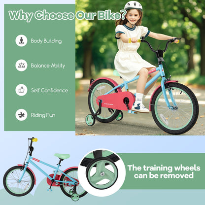 Kids Bike with Adjustable Handlebar and Saddle Blue-18 inches, Blue Kids Bike at Gallery Canada