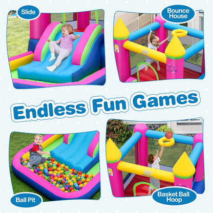 Inflatable Bounce House, 4-in-1 Princess Bouncy Castle, Multicolor Bounce House at Gallery Canada