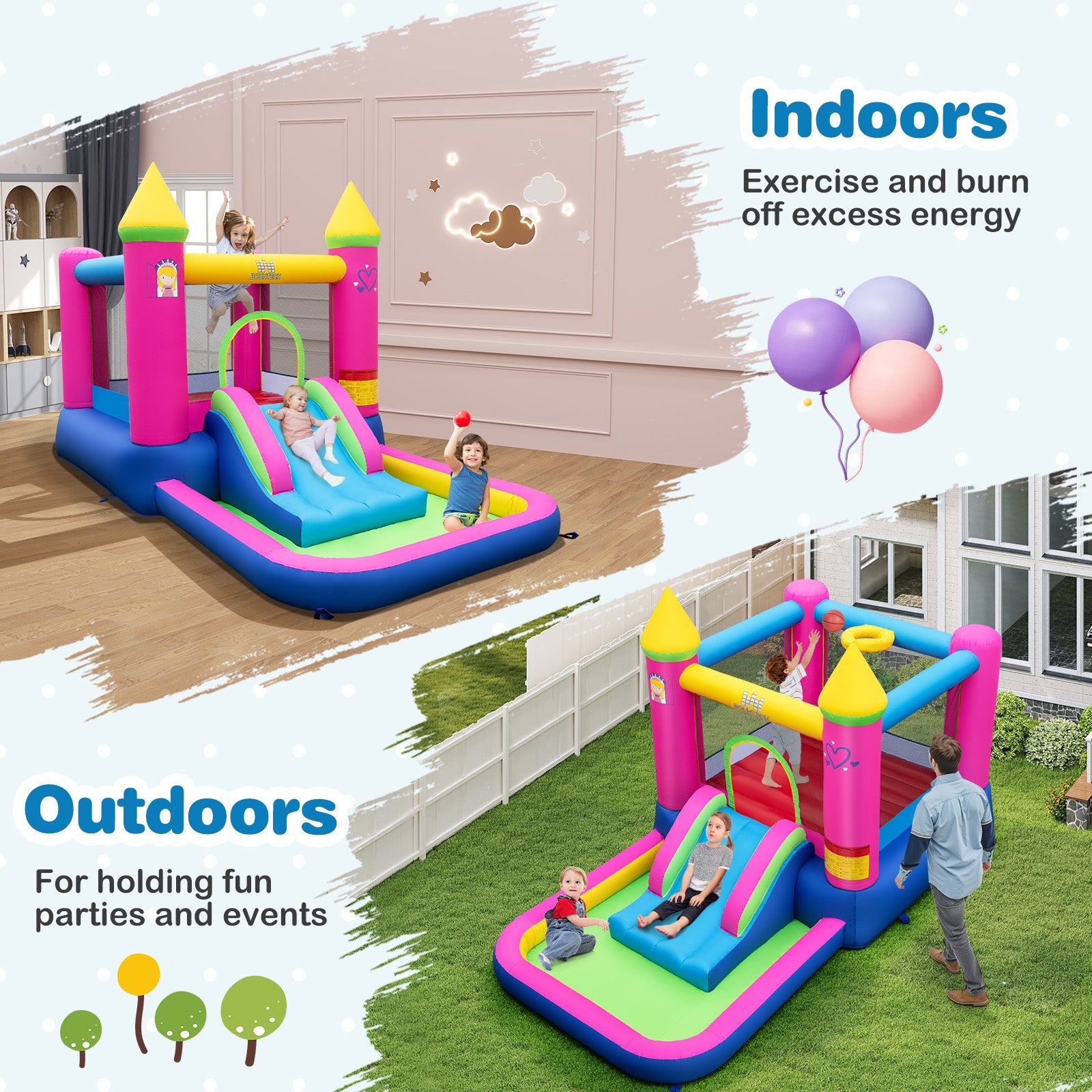 Inflatable Bounce House, 4-in-1 Princess Bouncy Castle, Multicolor Bounce House at Gallery Canada
