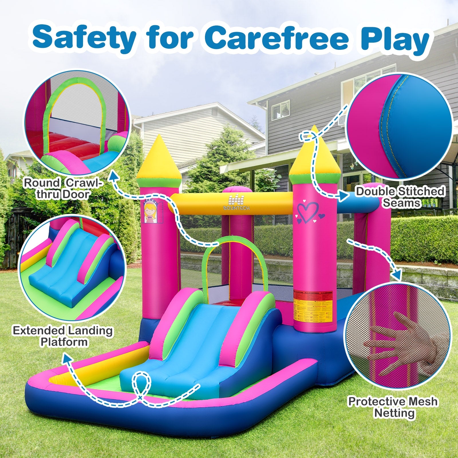 Inflatable Bounce House, 4-in-1 Princess Bouncy Castle, Multicolor Bounce House at Gallery Canada