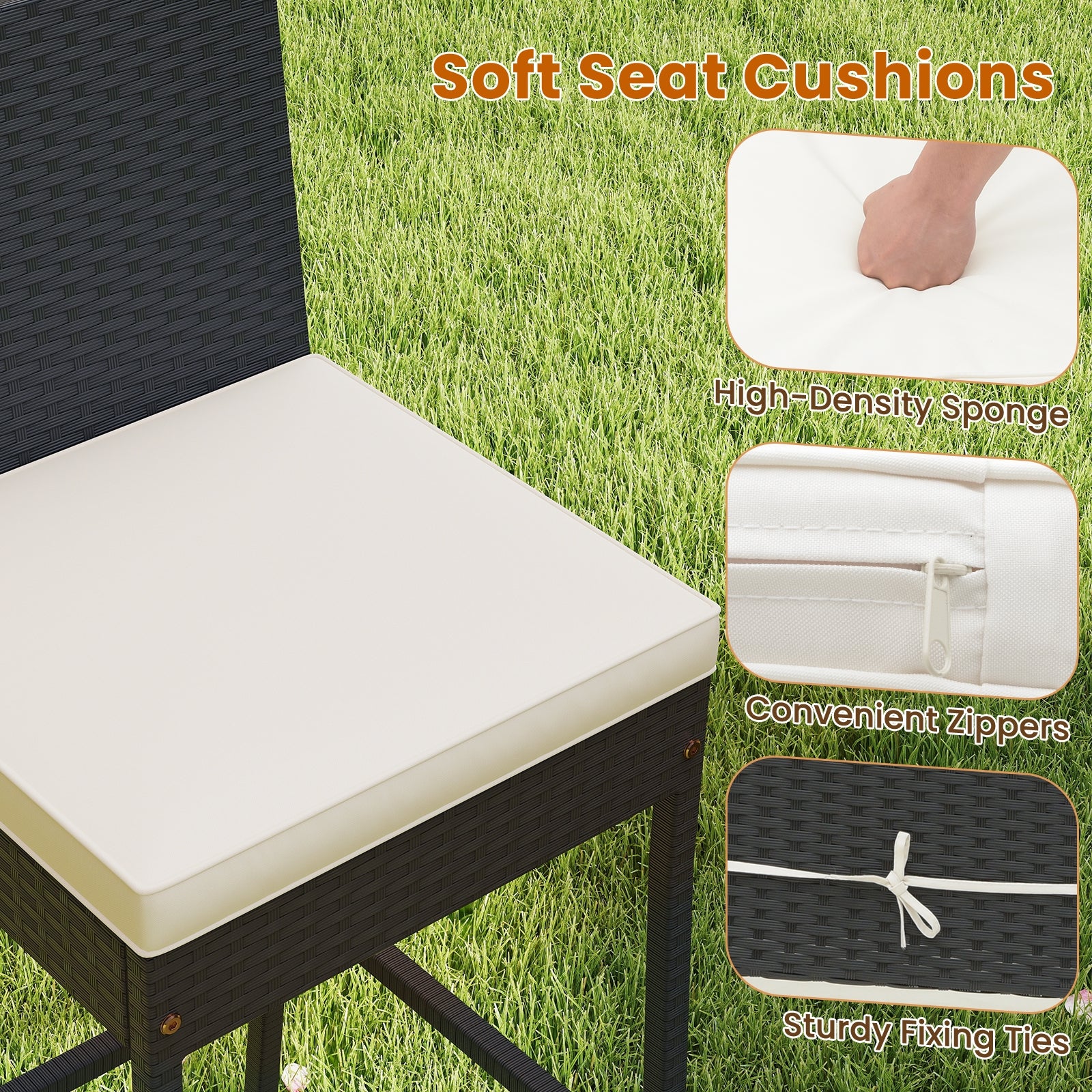 7 Pieces Patio Rattan Bar Set with Seat Cushions for Porch Yard Garden Patio Bar Furniture at Gallery Canada