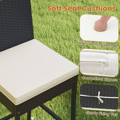 7 Pieces Patio Rattan Bar Set with Seat Cushions for Porch Yard Garden Patio Bar Furniture at Gallery Canada