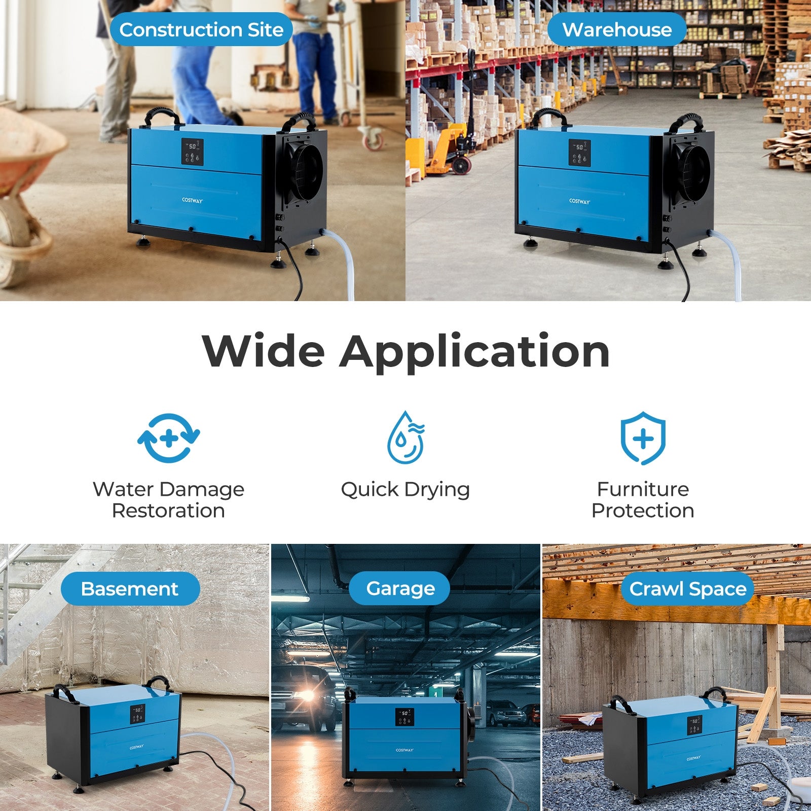 192 Pint Crawl Space Dehumidifier with 3 Modes and 24H Timer, Blue Dehumidifiers at Gallery Canada