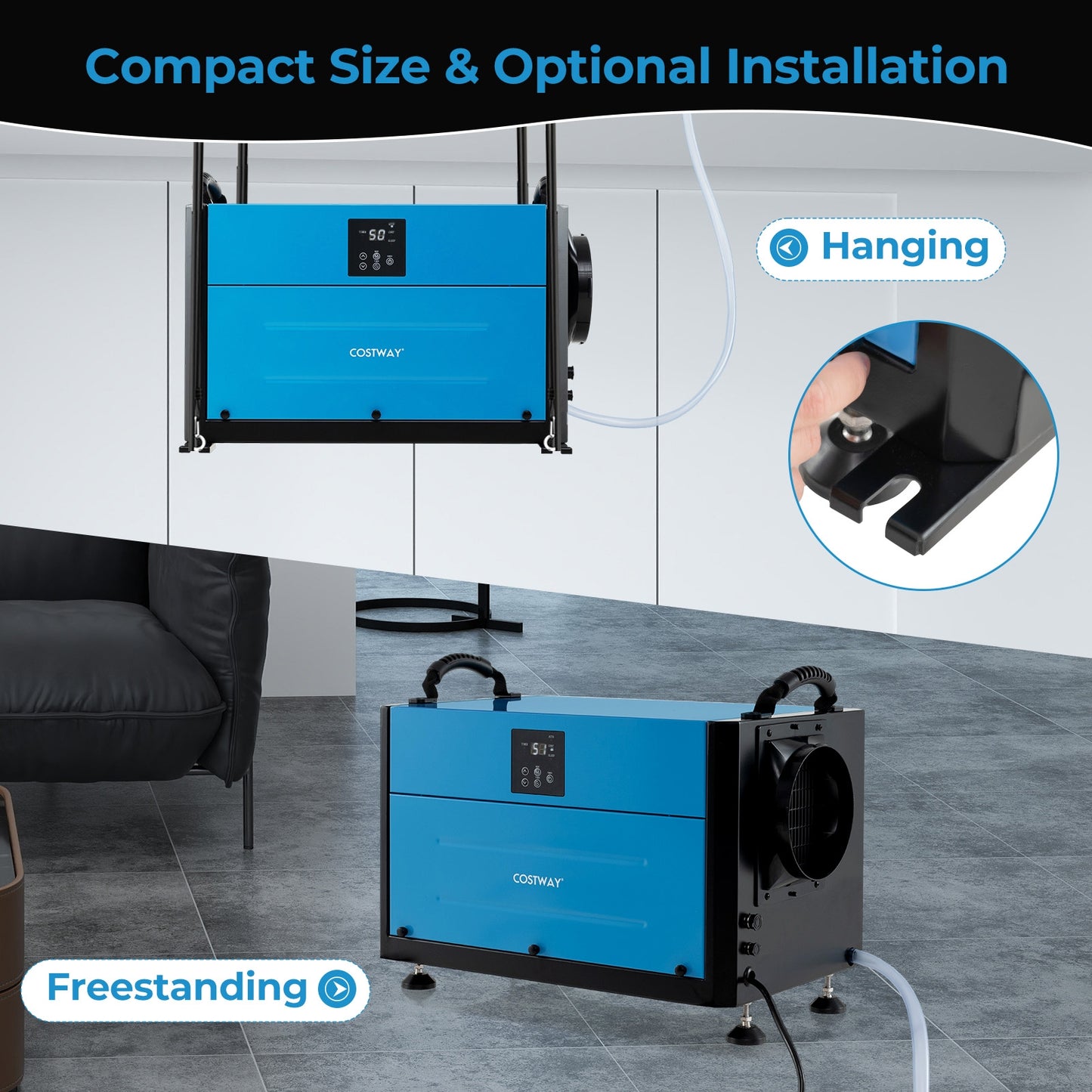 192 Pint Crawl Space Dehumidifier with 3 Modes and 24H Timer, Blue Dehumidifiers at Gallery Canada