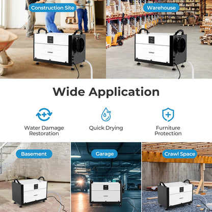 192 Pint Crawl Space Dehumidifier with 3 Modes and 24H Timer, White Dehumidifiers at Gallery Canada