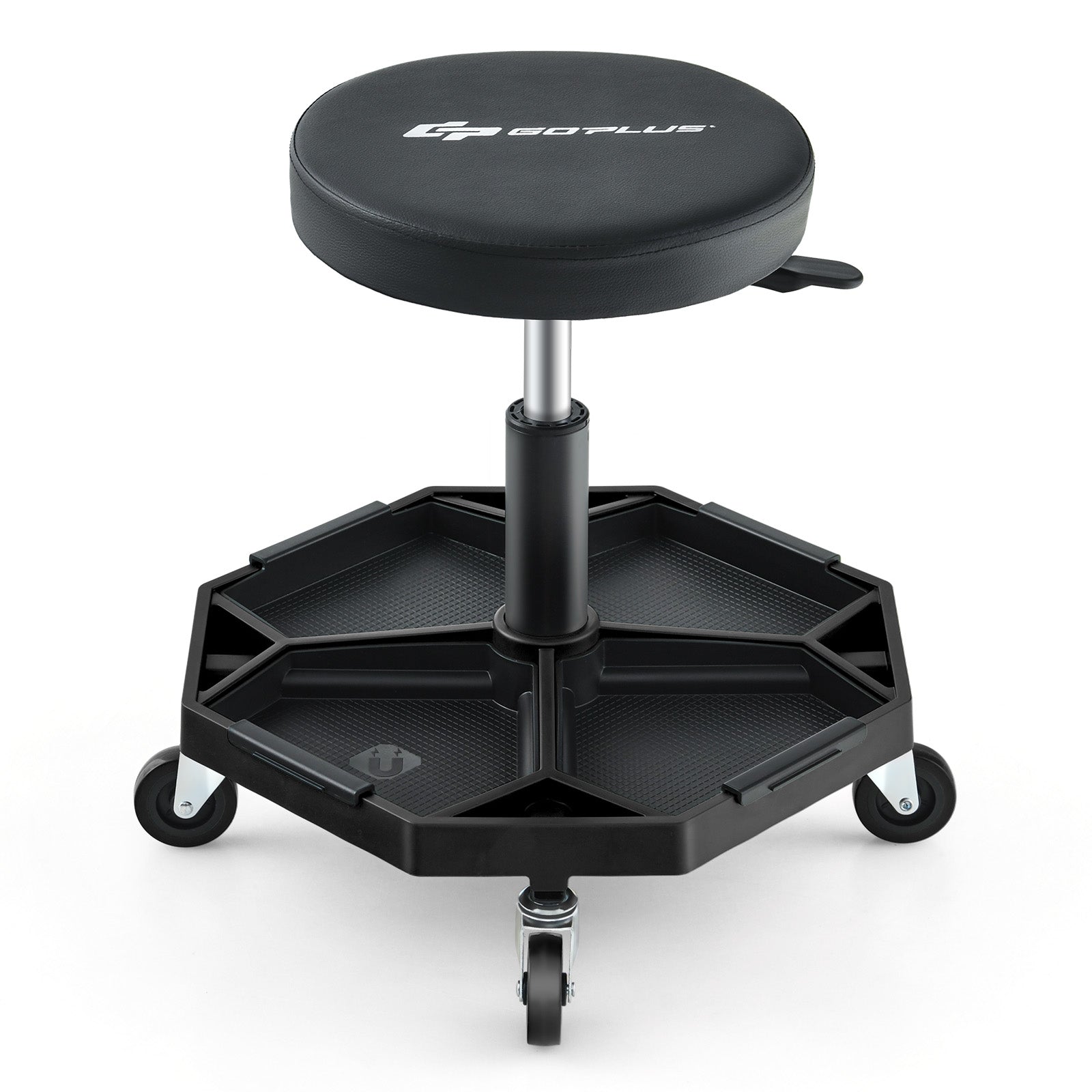330 LBS Capacity Pneumatic Rolling Mechanic Stool with Padded Seat, Black Garages at Gallery Canada