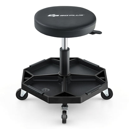 330 LBS Capacity Pneumatic Rolling Mechanic Stool with Padded Seat, Black Garages at Gallery Canada