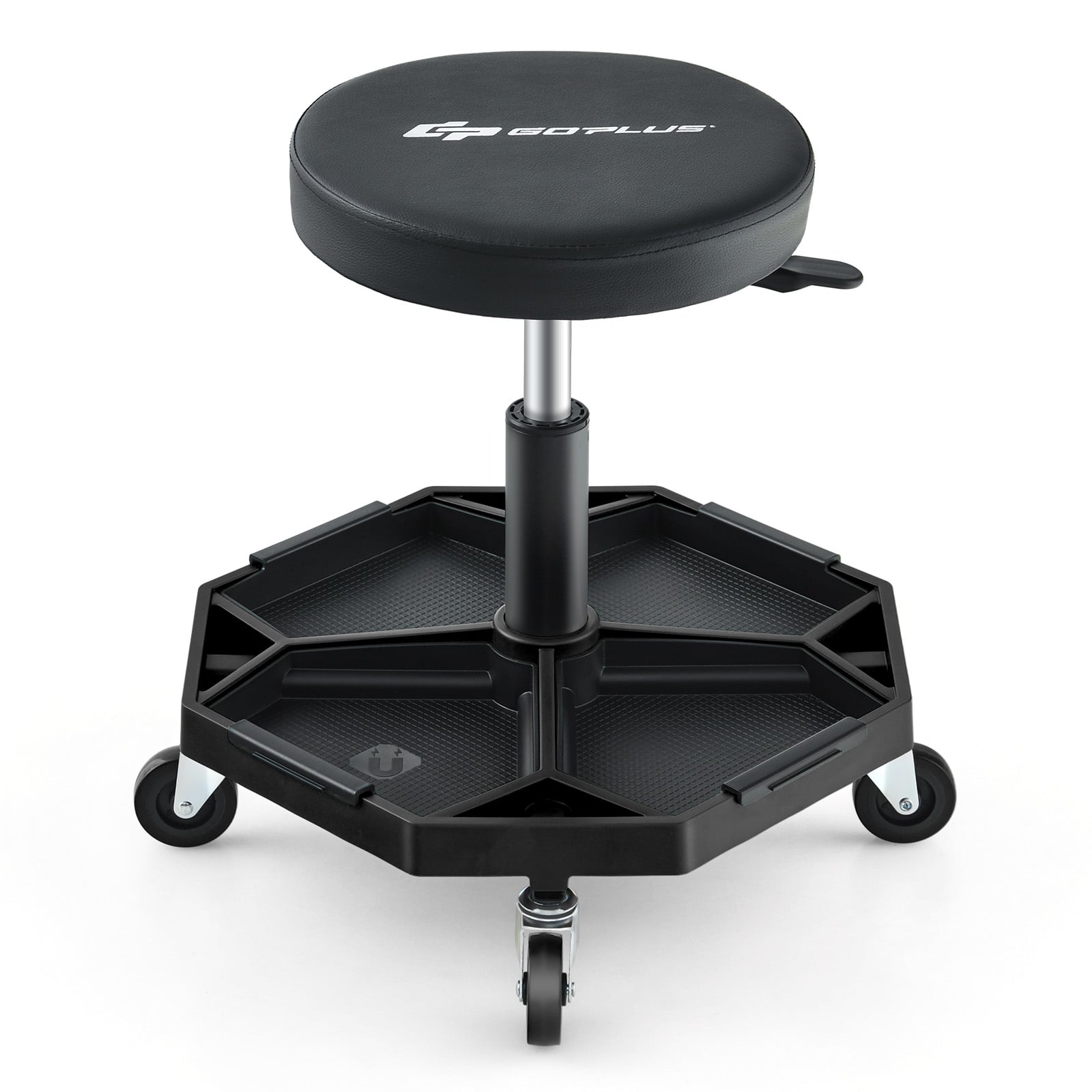 330 LBS Pneumatic Rolling Mechanic Stool, Padded Seat, Black Garages at Gallery Canada