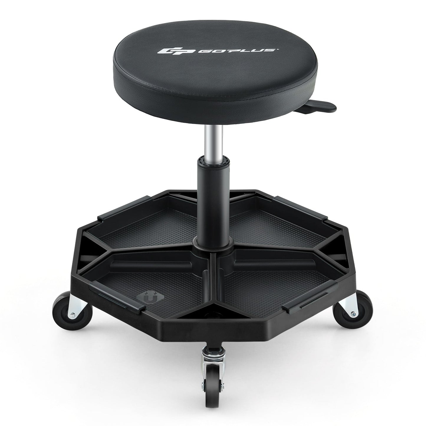 330 LBS Pneumatic Rolling Mechanic Stool, Padded Seat, Black Garages at Gallery Canada
