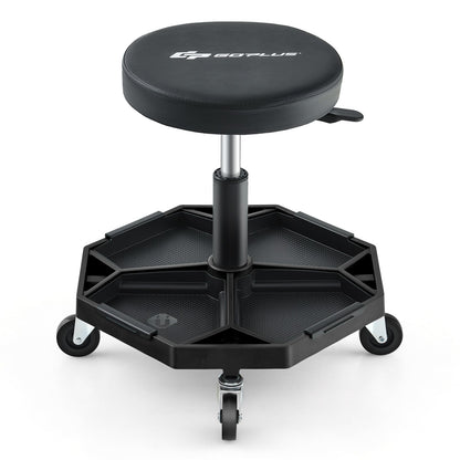 330 LBS Pneumatic Rolling Mechanic Stool, Padded Seat, Black Garages at Gallery Canada