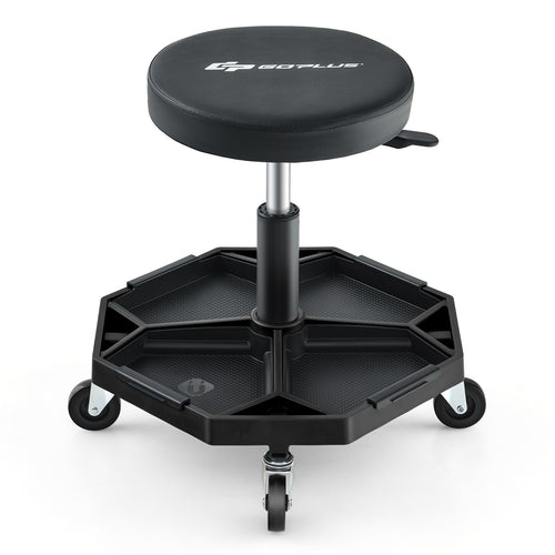 330 LBS Pneumatic Rolling Mechanic Stool, Padded Seat, Black