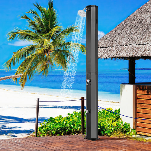 7.5 Feet 15.9 Gallon Solar Heated Outdoor Shower with Shower Head, Black