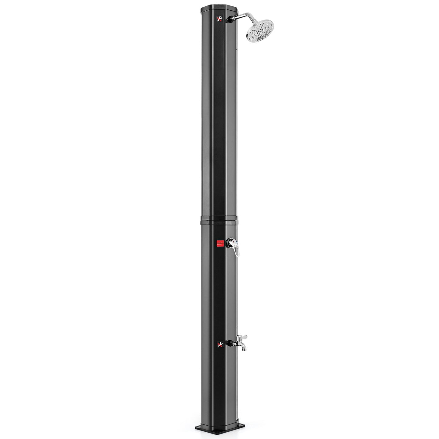 7.5 Feet 15.9 Gallon Solar Heated Outdoor Shower, Black