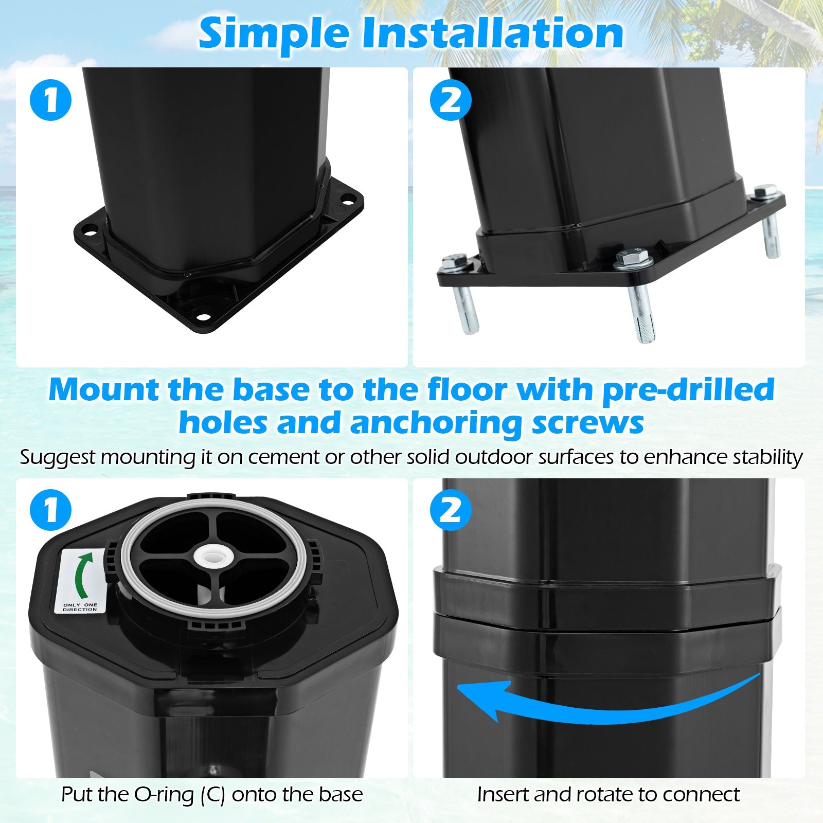 7.5 Feet 15.9 Gallon Solar Heated Outdoor Shower with Shower Head, Black Portable Toilets & Showers at Gallery Canada