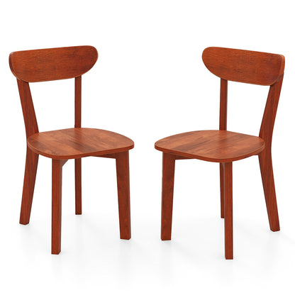 Solid Wood Dining Chair Set of 2 with Curved Backrest and Rubber Wood Frame, Espresso Dining Chairs Espresso at Gallery Canada