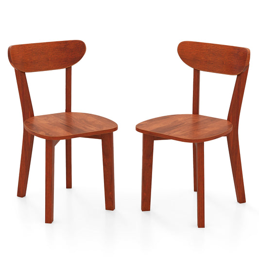 Solid Wood Dining Chair Set of 2 with Curved Backrest and Rubber Wood Frame, Espresso Dining Chairs Espresso at Gallery Canada