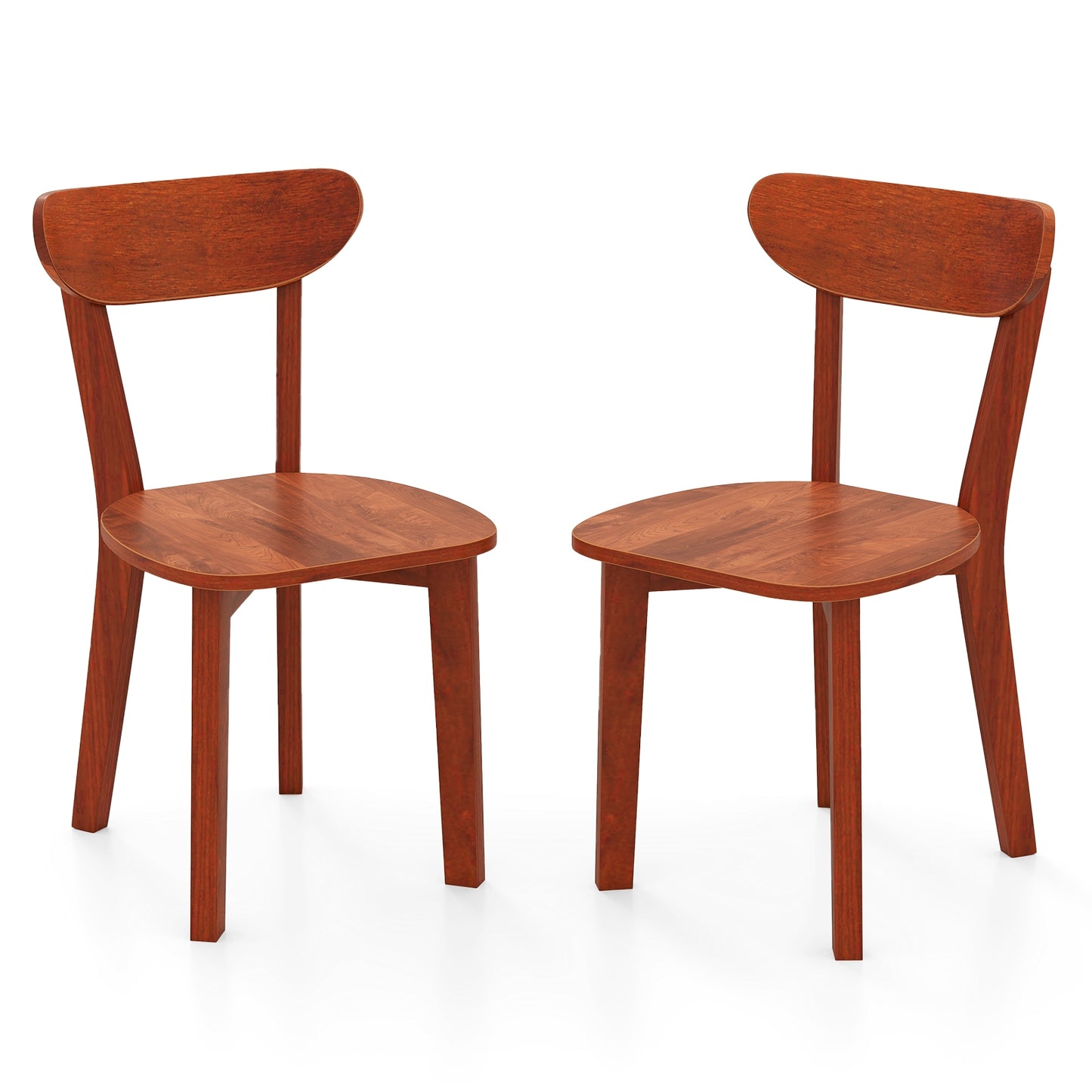 Solid Wood Dining Chair Set of 2 with Curved Backrest and Rubber Wood Frame, Espresso Dining Chairs at Gallery Canada