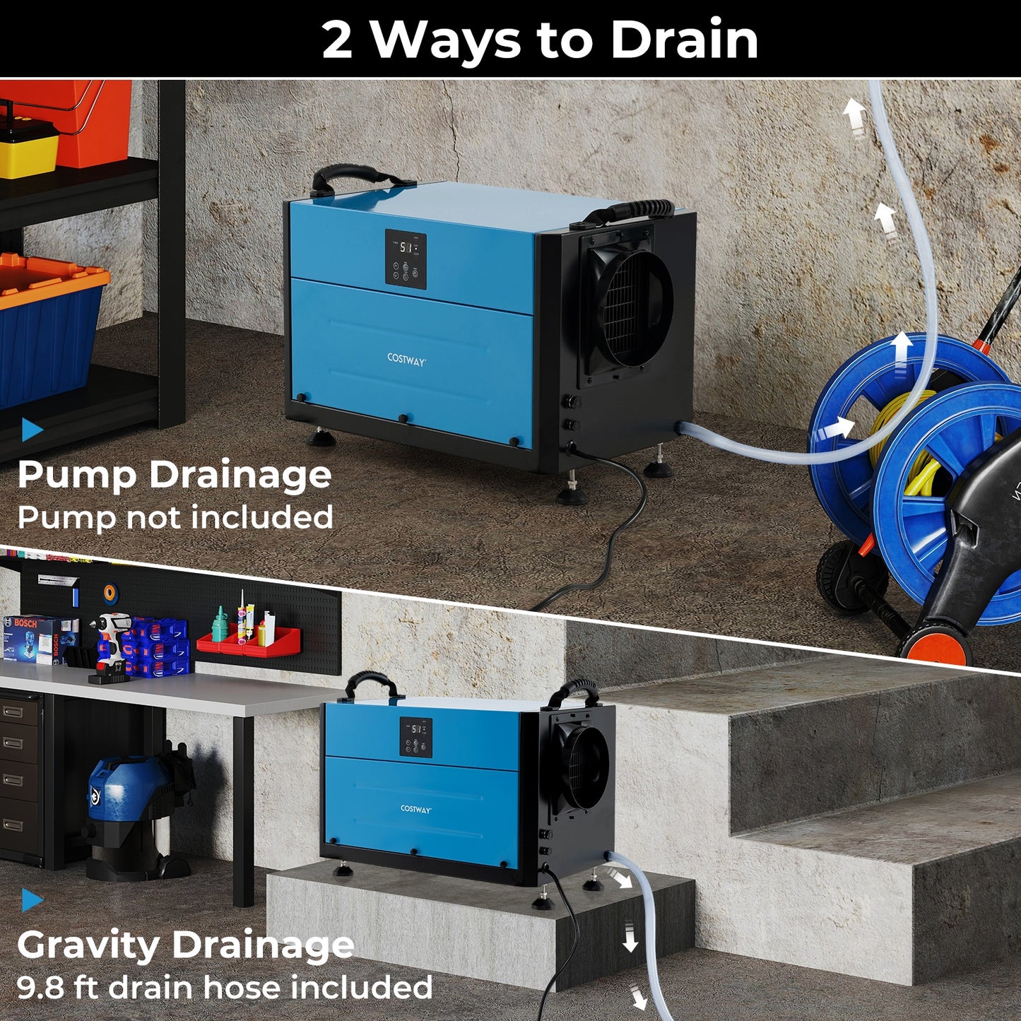 155 Pint Crawl Space Dehumidifier with 3 Modes and 24H Timer, Blue Dehumidifiers at Gallery Canada