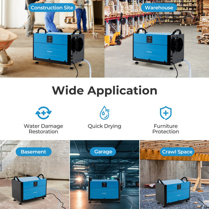 155 Pint Crawl Space Dehumidifier with 3 Modes and 24H Timer, Blue Dehumidifiers at Gallery Canada