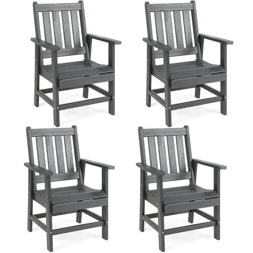 Set of 4 Patio Dining Chairs with Wide Armrests, Gray