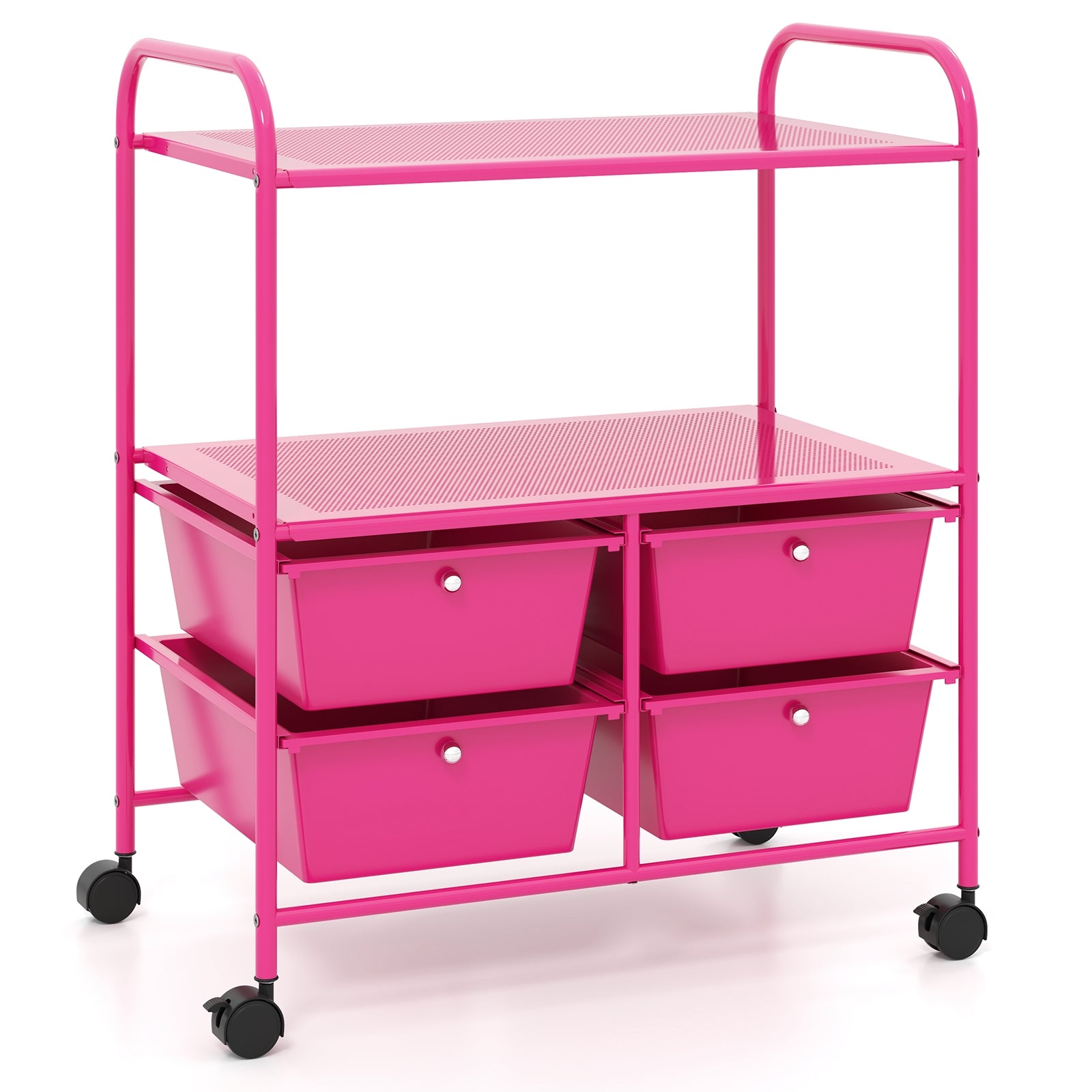 4 Drawers Shelves Rolling Storage Cart Rack, Pink File Cabinets at Gallery Canada