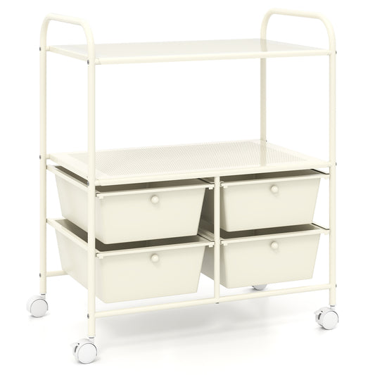 4 Drawer Rolling Storage Cart, White