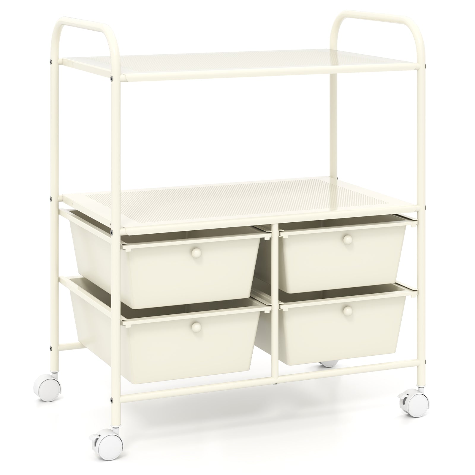4 Drawer Rolling Storage Cart, White File Cabinets at Gallery Canada