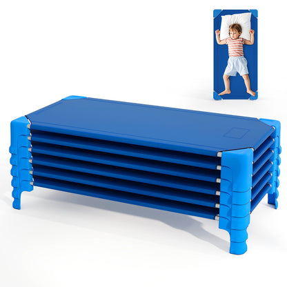 Portable 6 Pack Stackable Daycare Cots Sleeping Bed for Kids 53 Inch, Blue Toddler Beds at Gallery Canada