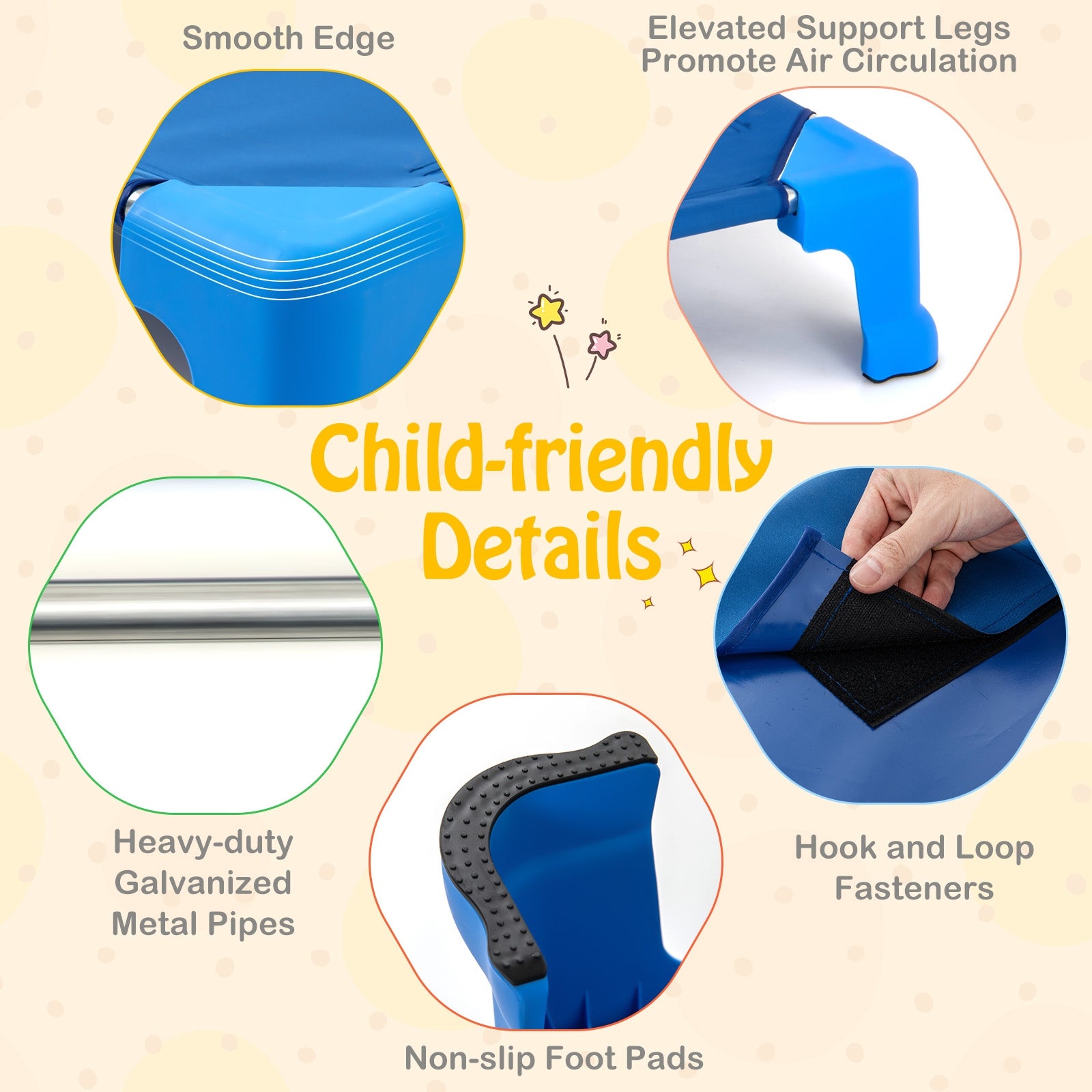 Portable 6 Pack Stackable Daycare Cots Sleeping Bed for Kids 53 Inch, Blue Toddler Beds at Gallery Canada