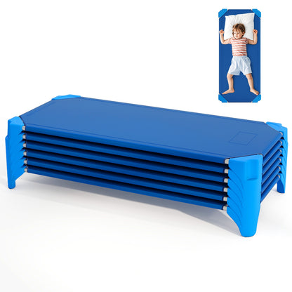 Portable 6 Pack Stackable Daycare Cots Sleeping Bed for Kids 52 Inch, Blue Toddler Beds at Gallery Canada