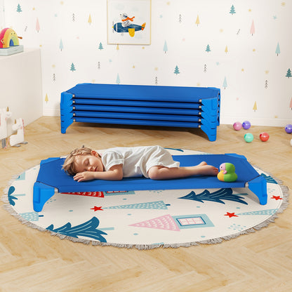 Portable 6 Pack Stackable Daycare Cots Sleeping Bed for Kids 52 Inch, Blue Toddler Beds at Gallery Canada