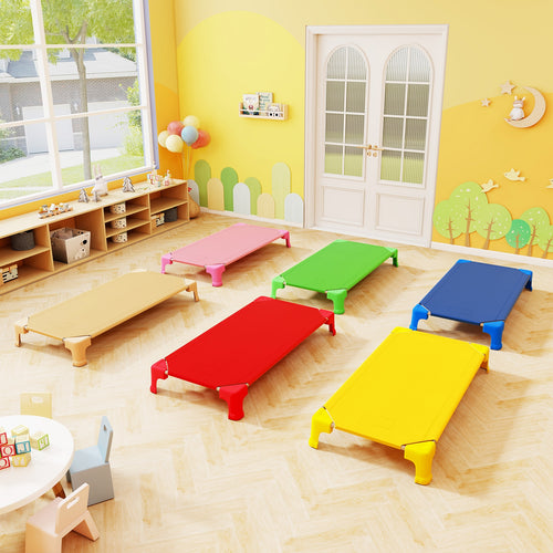 Portable 6 Pack Stackable Daycare Cots Sleeping Bed for Kids 53 Inch, Multicolor