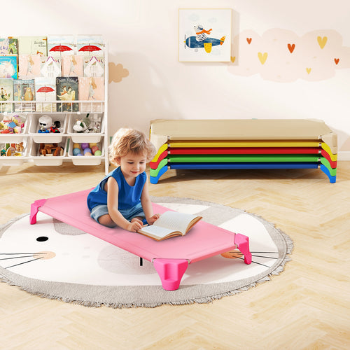 Portable 6 Pack Stackable Daycare Cots Sleeping Bed for Kids 52 Inch, Multicolor