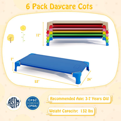 Portable 6 Pack Stackable Daycare Cots Sleeping Bed for Kids 53 Inch, Multicolor Toddler Beds at Gallery Canada