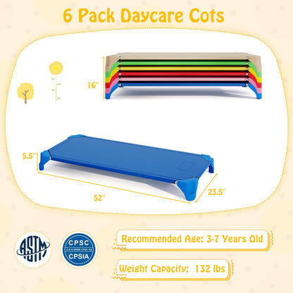 Portable 6 Pack Stackable Daycare Cots Sleeping Bed for Kids 52 Inch, Multicolor Toddler Beds at Gallery Canada